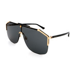 Men's Flat Aviator Sunglasses // Gold + Black + Gray