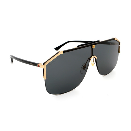 Men's Flat Aviator Sunglasses // Gold + Black + Gray