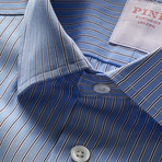 City Stripe Poplin Shirt // Blue + Navy (L)