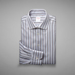 Piumino Twill Striped Shirt // Blue + Pink (US: 15.5R)