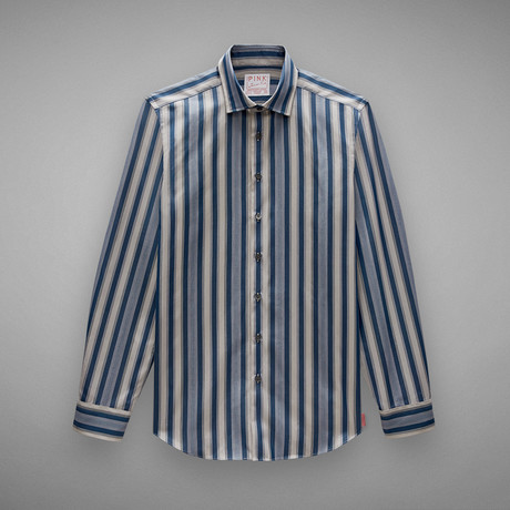 Archive Portland Striped Shirt // Navy + Blue (US: 15.5R)