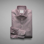 Bengal Wide Striped Shirt // Deep Red + White (US: 15.5R)