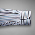 Piumino Twill Striped Shirt // Blue + Pink (US: 16R)