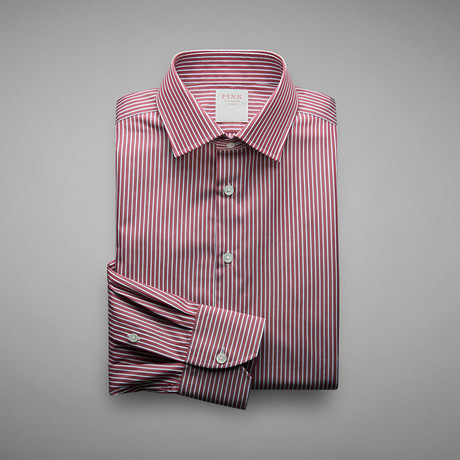 Pop Style Striped Shirt // Deep Pink + White (US: 15.5R)