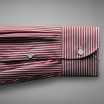 Pop Style Striped Shirt // Deep Pink + White (US: 17.5R)