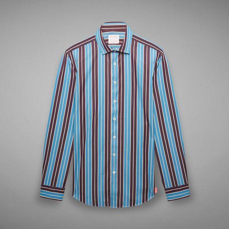Archive Downing Striped Shirt // Blue + Purple (US: 16R) - PINK Shirtmaker  - Touch of Modern