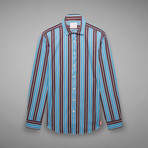 Archive Downing Striped Shirt // Blue + Purple (US: 15.5R)