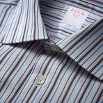 Piumino Twill Striped Shirt // Blue + Pink (US: 17R)