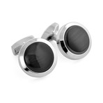 Plain Round Cufflinks // Brass + Fiber Optic Glass