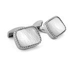 Cable Cushion Cufflinks // Silver + Drusy