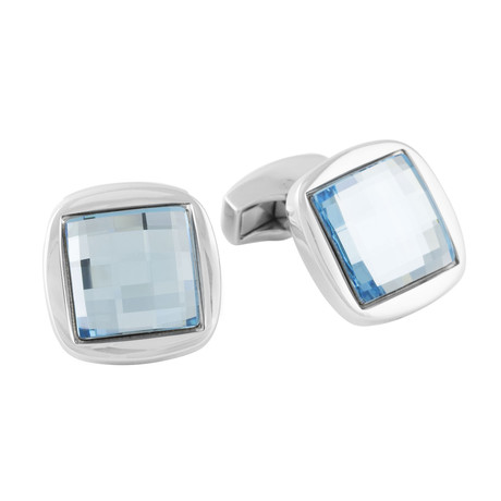 Disco Aqua Cufflinks // Brass + Swarovski