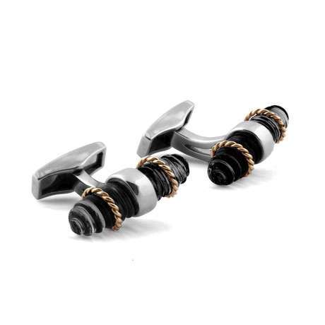 Royal Cable Bullet Cufflinks // Silver + Gold