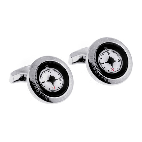 Round Compass Cufflinks // Brass + Compass