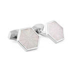 Guilloche Web Cufflinks // Brass + Mother of Pearl