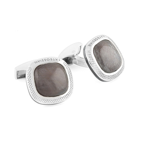 Signature Doublet Square Silver Cufflinks // Limited Edition // Silver + Moonstone