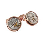 Skeleton Slim Round Cufflinks // Brass + Rose Gold Plate