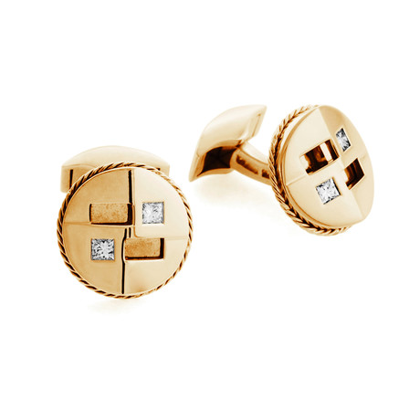 Square Cut Diamond Cufflinks // Diamond + 18K Rose Gold