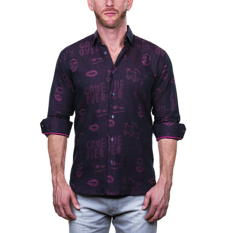 Fibonacci Game Dress Shirt // Dark Red (S)