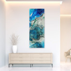 Subtle Blues // Frameless Reverse Printed Tempered Art Glass with Silver Leaf (Subtle Blues A)