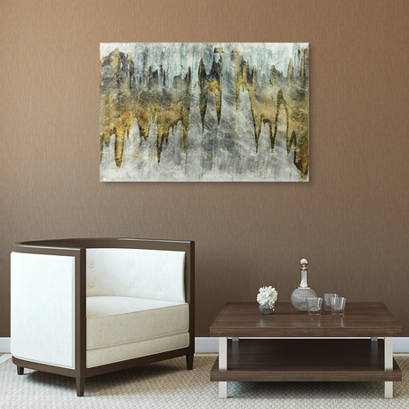 Infinite White // Frameless Reverse Printed Tempered Art Glass with Silver Leaf