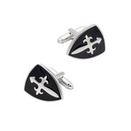 Crest Cufflink // Black + Silver