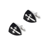 Crest Cufflink // Black + Silver