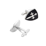 Crest Cufflink // Black + Silver