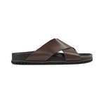 Leather Cross Sandals // Brown (Euro: 46)