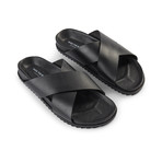 Leather Cross Sandals // Black (Euro: 40)