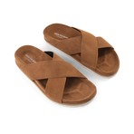 Suede Cross Sandals // Tan (Euro: 40)