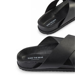 Leather Cross Sandals // Black (Euro: 40)