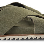 Suede Cross Sandals // Olive (Euro: 40)