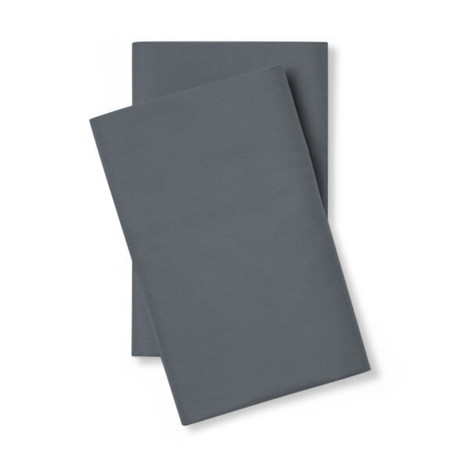 Cool + Crisp 100% Cotton Percale Pillow Case Pair // Charcoal (Standard/Queen)