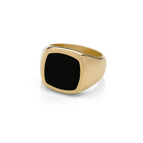 Vaurus Ring // Gold Plating + Onyx (Size 5)