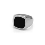 Vaurus Ring // Stainless Steel + Onyx (Size 5)