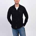 Striped Button Down Shirt // Black (L)