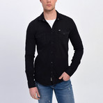 Striped Button Down Shirt // Black (M)