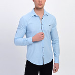 Striped Button Down Shirt // Ice Blue (S)