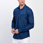 Button Down Shirt // Navy Blue (L)