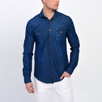 Button Down Shirt // Navy Blue (2XL)