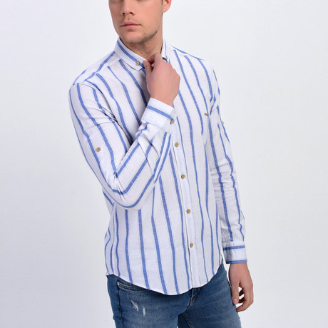 Striped Button Down Shirt // White (2XL)