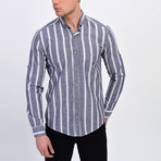 Woven Button Down Shirt // Navy Blue (M)