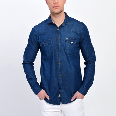 Button Down Shirt // Navy Blue (XL)
