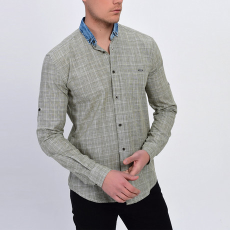 Woven Button Down Shirt // Olive Green (3XL)