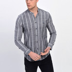 Striped Button Down Shirt // Black (2XL)
