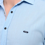 Striped Button Down Shirt // Ice Blue (XL)