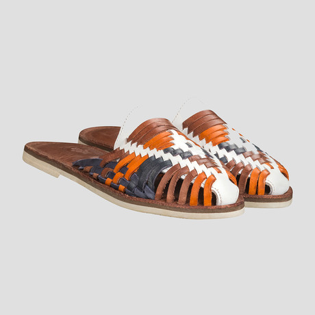 Women's Ranch Huarache Shoe // White + Multicolor + Brown Insole (US Size 5)