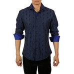 Joshua Long-Sleeve Button-Up Shirt // Navy (XL)