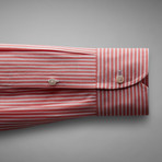 Zepherlino Striped Shirt // Deep Pink + White (US: 15.5R)