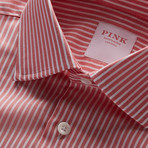 Zepherlino Striped Shirt // Deep Pink + White (US: 15R)